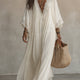 Emilia | White Lace V-neck Batwing Maxi Dress