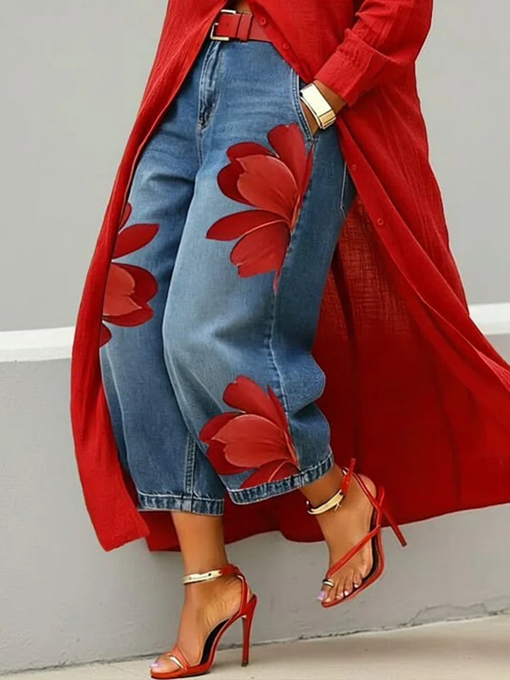 Maud - Shirt Dress and Floral Jeans