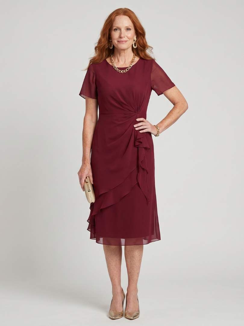 Marguerite™ | Twist Waist Ruffle Midi Dress