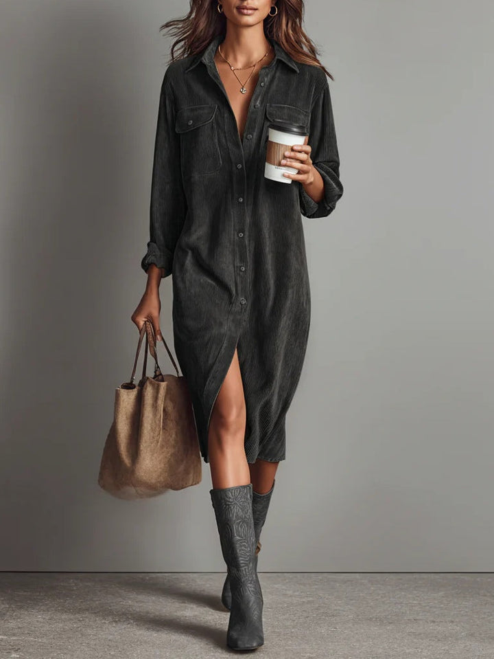 Calista | Soft-Touch Button-Down Midi Dress