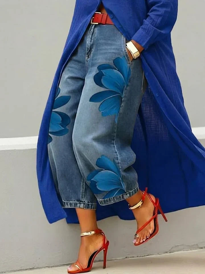 Maud - Shirt Dress and Floral Jeans