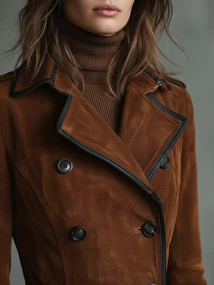 Nathalie™ - Suede Leather Trench Coat