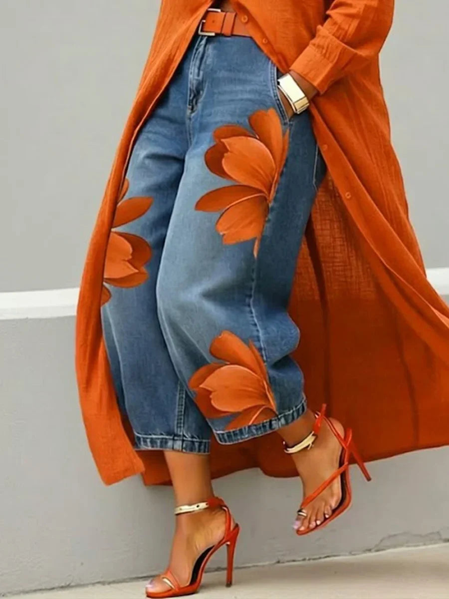 Maud - Shirt Dress and Floral Jeans