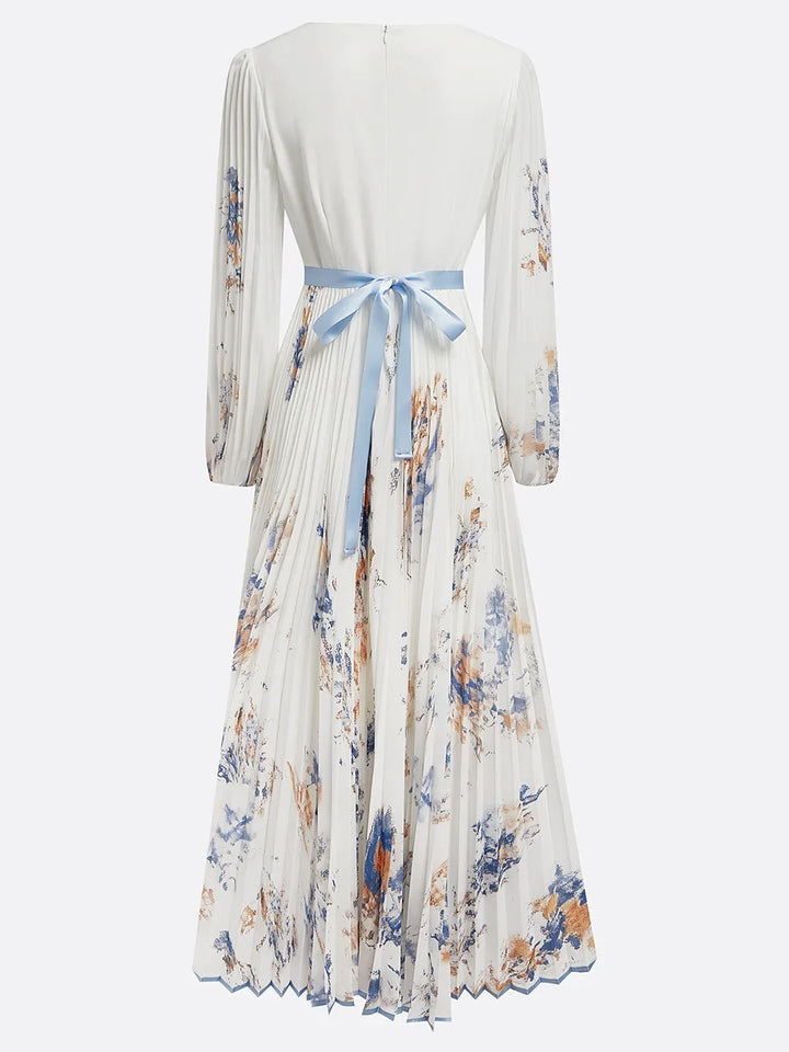Alice | Watercolour Pleated Maxi Dress